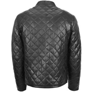 BUNERI Men’s Black Leather Quilted Anorak Style Jacket