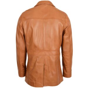 BUNERI Tan Leather Reefer Buttoned Blazer Jacket