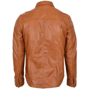 BUNERI Men’s Classic Leather Trucker Shirt Tan