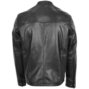 BUNERI Black Leather Standing Collar Jacket II