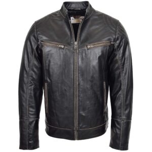 BUNERI Dark Brown Leather Vintage Biker Jacket II