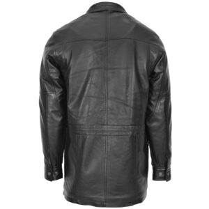 BUNERI Men’s Classic Black Leather Car Coat