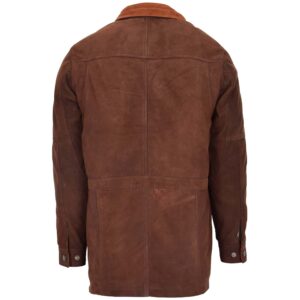 BUNERI Men’s Brown Nubuck Leather Winter Car Coat