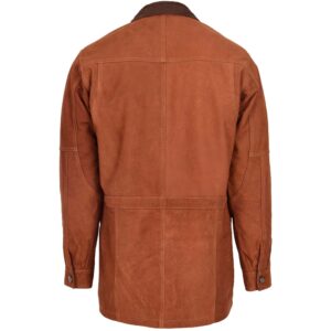 BUNERI Men’s Tan Nubuck Hip-Length Car Coat