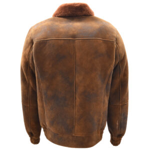 BUNERI Men’s Brown Ginger Sheepskin Leather Flying Bomber Jacket