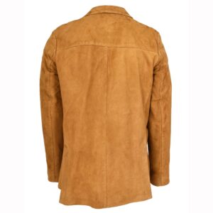 BUNERI Men’s Genuine Goat Suede Leather Blazer Cognac