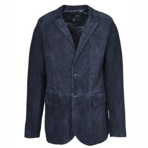 BUNERI Men’s Goat Suede Blazer Two-Button Navy