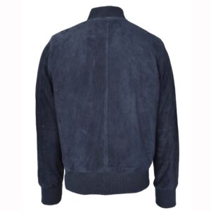 BUNERI Men’s Real Goat Suede Bomber Jacket MA-1 Varsity Design Navy Blue