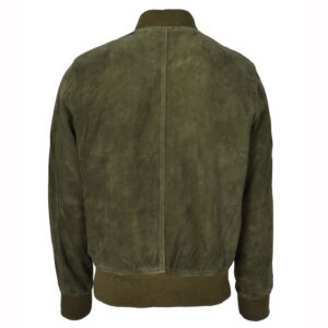 BUNERI Men’s Real Goat Suede Bomber Jacket Olive Green
