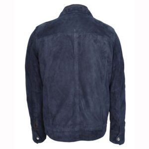 BUNERI Navy Goat Suede Classic Zip Box Jacket