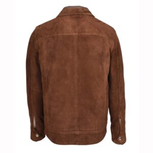 BUNERI Men’s Genuine Goat Suede Leather Jacket Classic Box Style Rust Brown