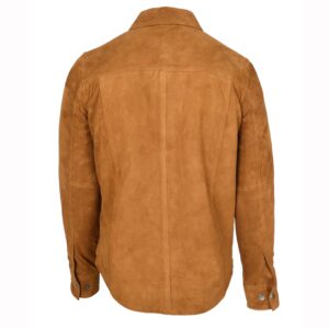 BUNERI Cognac Genuine Suede Leather Western Trucker Jacket