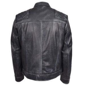 BUNERI Men’s Real Leather Cafe Racer Biker Jacket