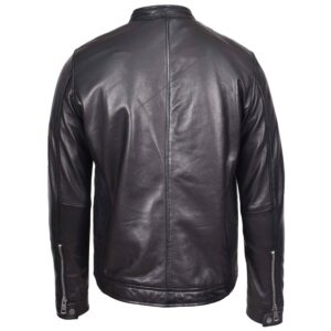 BUNERI Men’s Real Leather Casual Biker Style Jacket Black