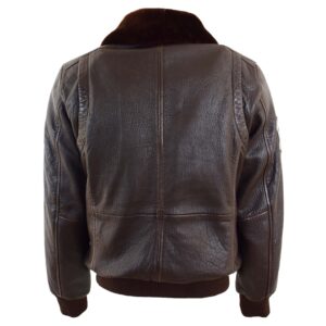 BUNERI Brown Real Leather G-1 Bomber Jacket with Airforce Badges