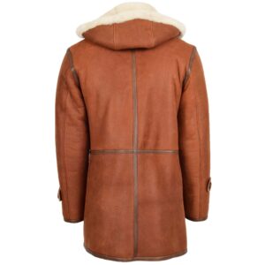 BUNERI Whiskey Real Sheepskin Duffle Hooded Coat