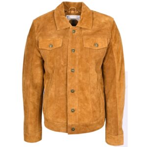 BUNERI Tan Genuine Suede Leather Trucker Jacket Lee Rider Style