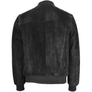 BUNERI Men’s Suede Bomber Varsity Jacket Black