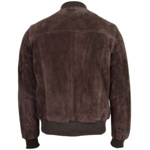 BUNERI Men’s Brown Suede Bomber Varsity Jacket