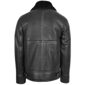 BUNERI Men’s Top Gun Style Sheepskin Jacket Black