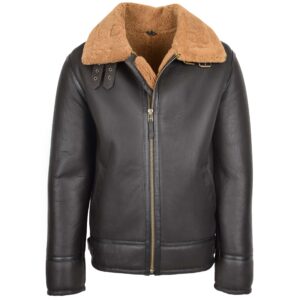 BUNERI Brown Ginger Top Gun Style Sheepskin Jacket