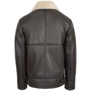 BUNERI Men’s Top Gun Style Sheepskin Jacket Brown White
