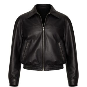 BUNERI Men’s Zipple Leather Jacket Black