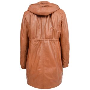BUNERI Tan Leather 3/4 Length Duffle Coat