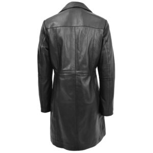 BUNERI Women’s Black Soft Leather 3/4 Length Classic Coat