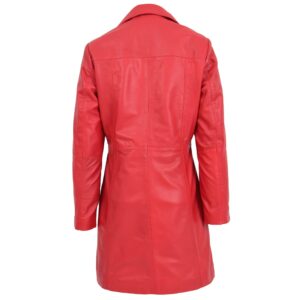 BUNERI Women’s 3/4 Length Soft Leather Classic Coat Red
