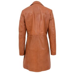 BUNERI Women’s Tan 3/4 Length Classic Leather Coat