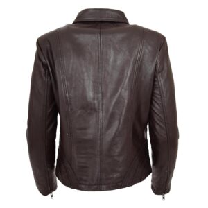 BUNERI Brown Classic Leather Biker Zip Box Jacket