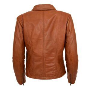 BUNERI Tan Classic Leather Biker Zip Box Jacket