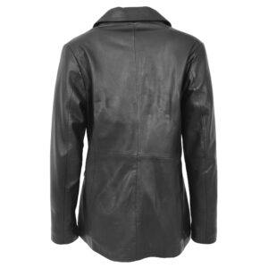 BUNERI Women’s Classic Three Button Leather Blazer Black