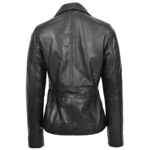 BUNERI Women’s Classic Three-Button Leather Blazer Black