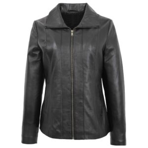 BUNERI Black Classic Zip Fastening Leather Jacket