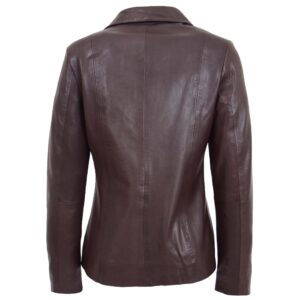 BUNERI Women’s Classic Zip Fastening Brown Leather Jacket
