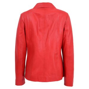 BUNERI Women’s Red Leather Classic Zip-Fastening Jacket
