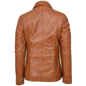 BUNERI Women’s Tan Leather Classic Zip Jacket