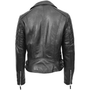 BUNERI Women’s Cross-Zip Biker Leather Jacket