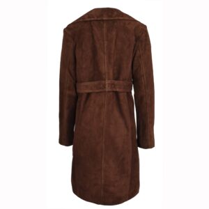 BUNERI Women’s Genuine Goat Suede Trench Coat 3/4 Length Foxy Rust Brown with Belt