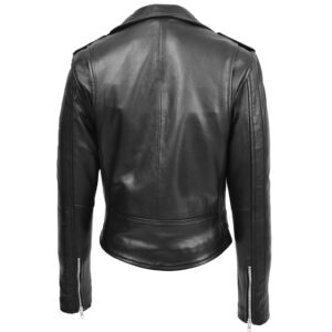 BUNERI Women’s Leather Biker Brando Jacket Black