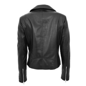 BUNERI Women’s Premium Leather Cross-Zip Biker Jacket