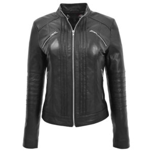 BUNERI Women’s Leather Classic Biker Jacket
