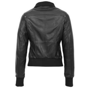 BUNERI Women’s Classic Leather Bomber Jacket
