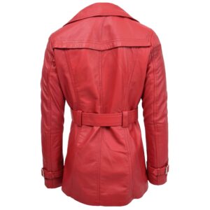 BUNERI Women’s Leather Double-Breasted Trench Coat Sienna Red
