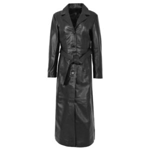 BUNERI Women’s Leather Full Length Classic Coat Black