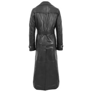 BUNERI Black Leather Full-Length Trench Coat