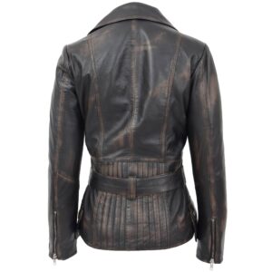 BUNERI Rub-Off Leather Hip-Length Biker Jacket