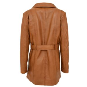 BUNERI Women’s Leather Trench Coat Tan with Belt